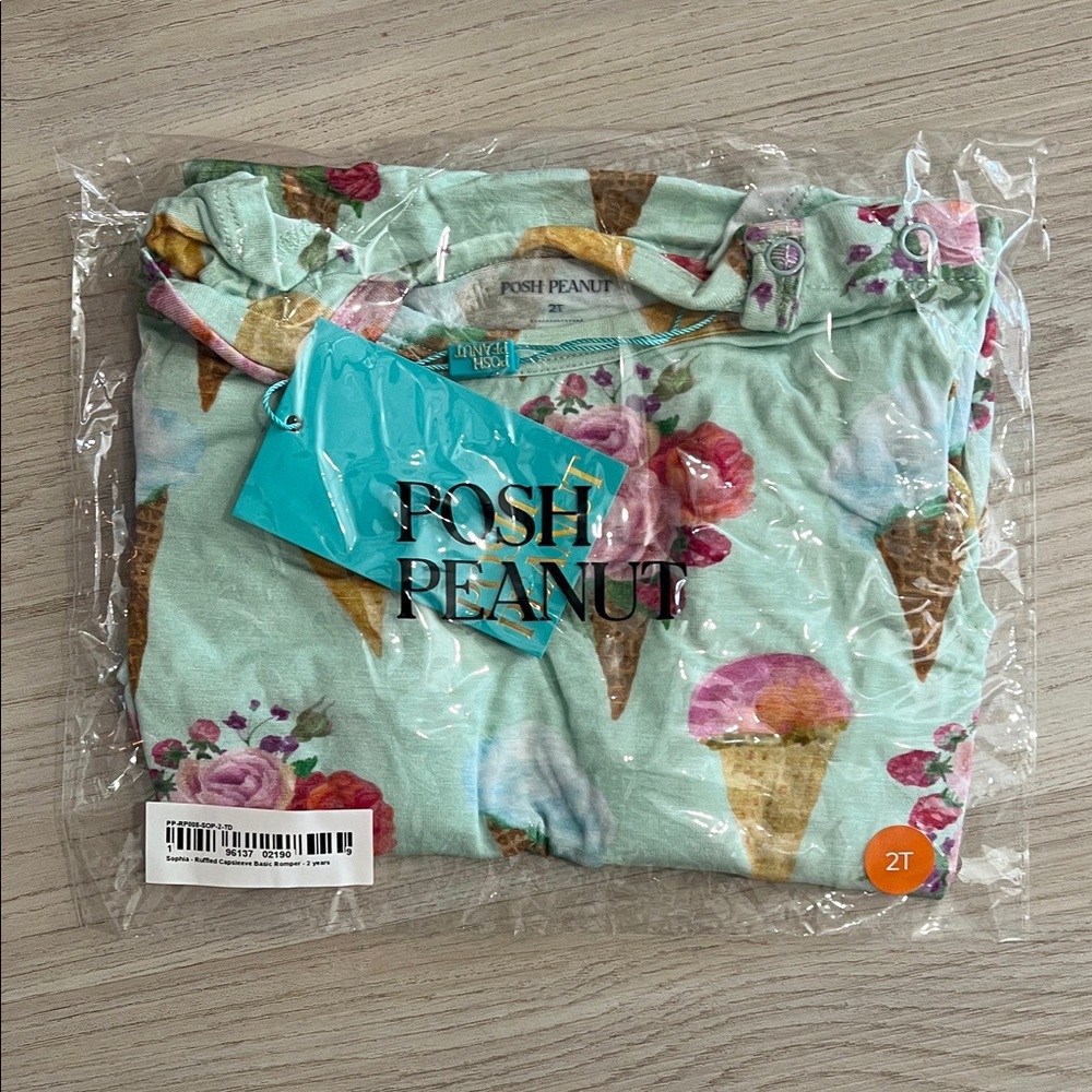 Posh Peanut Sophia ruffled capsleeve basic romper